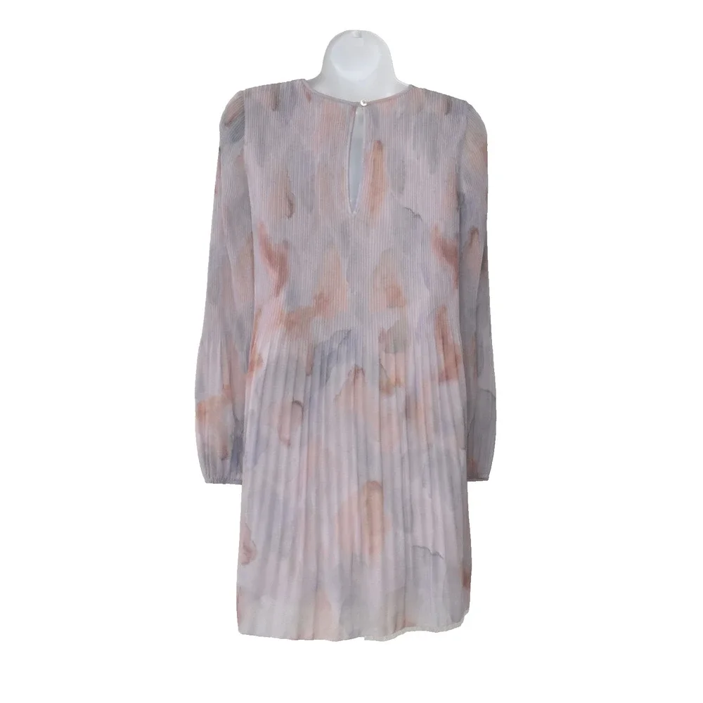 A8 NEW ARITZIA WILFRED Daydreamer Accordion Pleated Chiffon LS Mini Dress Sz S